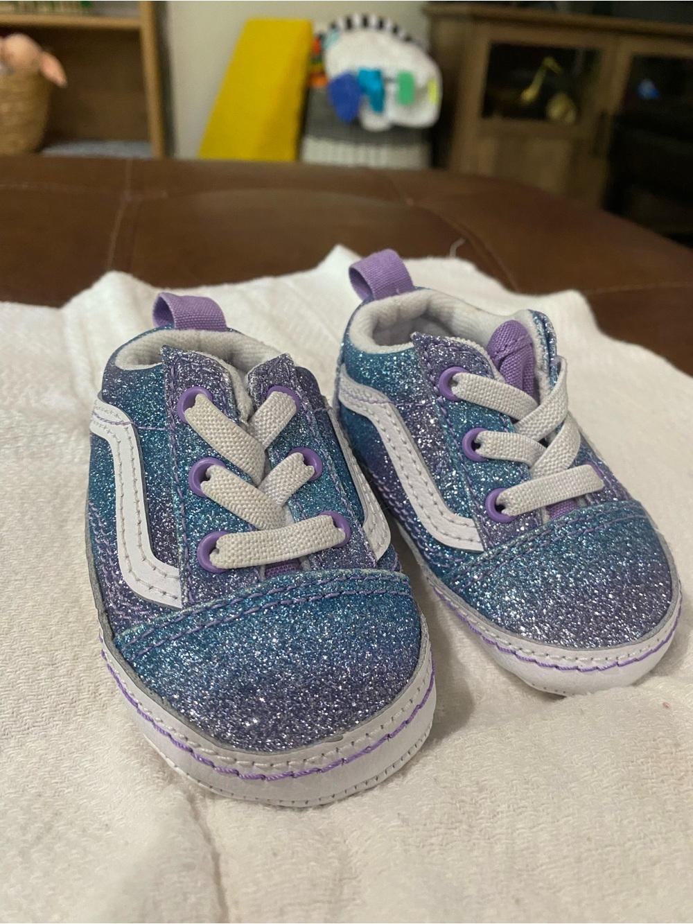 Vans Glitter Baby Sneakers in Purple and Blue